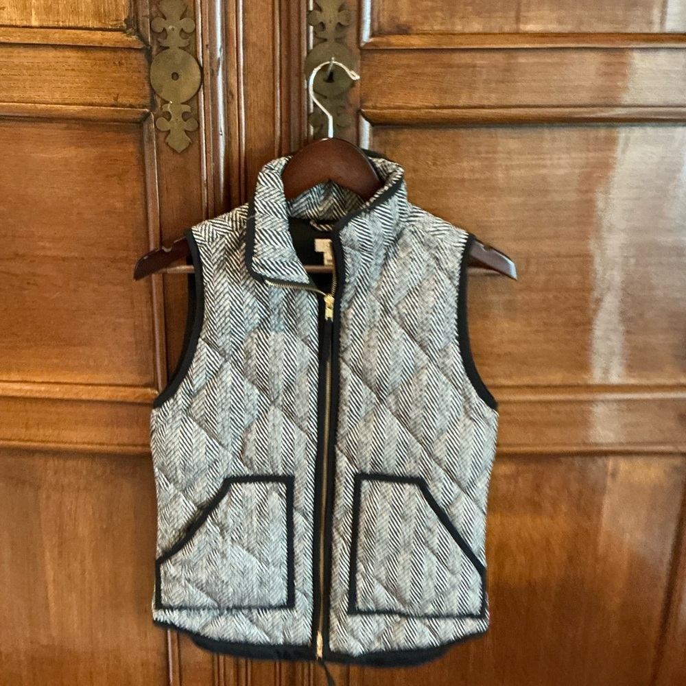 J. Crew Black and White Quilted Vest